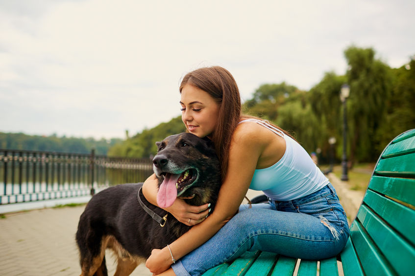 Chien faisant un calin